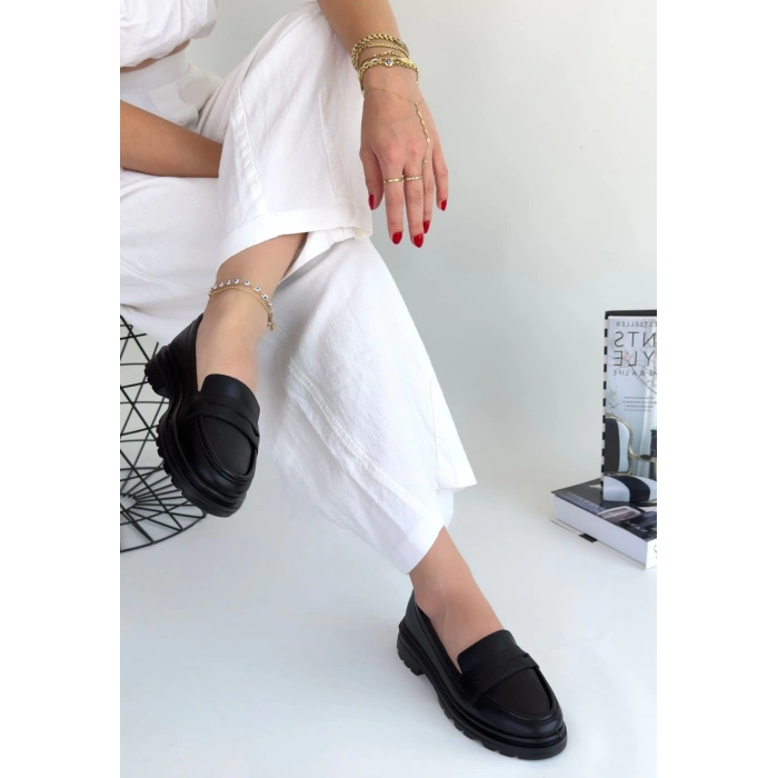 Narli Siyah Cilt Oxford Ayakkabı