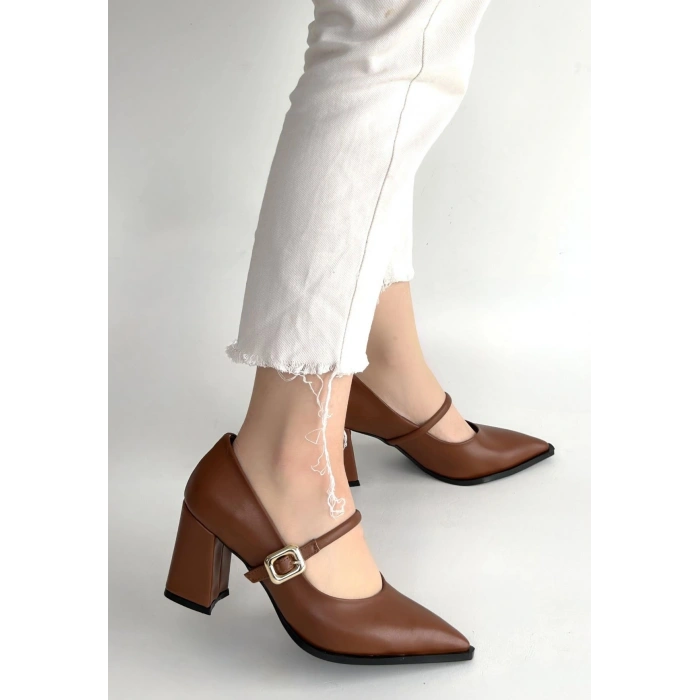 Nıvra Taba Cilt Topuklu Ayakkabı