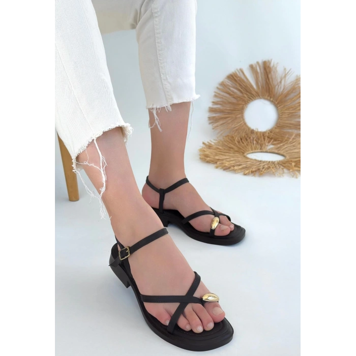 Nordi Kahverengi Cilt Kemerli Sandalet