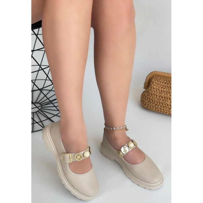 Okira Bej Cilt Oxford Ayakkabı