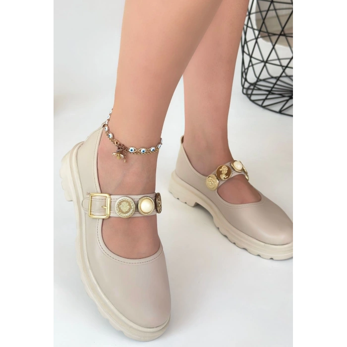 Okira Bej Cilt Oxford Ayakkabı