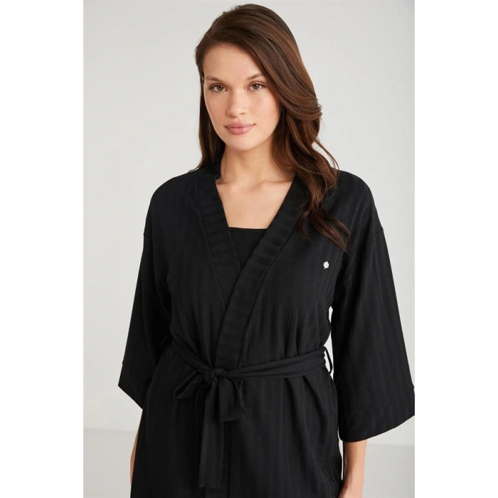 Penye Mood 3lü Kısa Kol Sabahlık Pijama Takımı