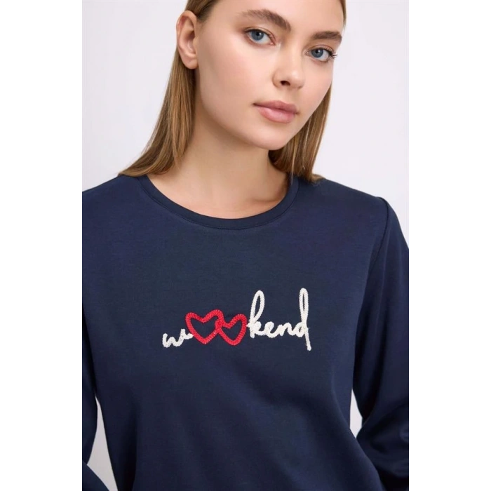 Rahat ve Şık %100 Pamuklu Uzun Kol Sweatshirt ve Ekose Pantolon Pijama Takımı