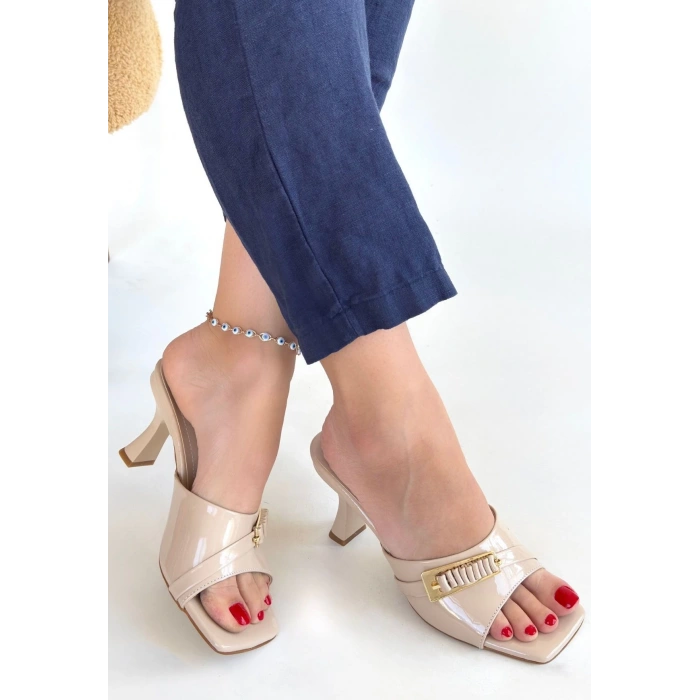 Sief Bej Rugan Topuklu Terlik