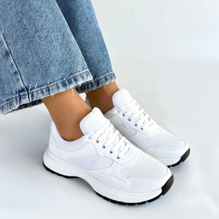 Slar Beyaz Cilt Bağcıklı Spor Ayakkabı