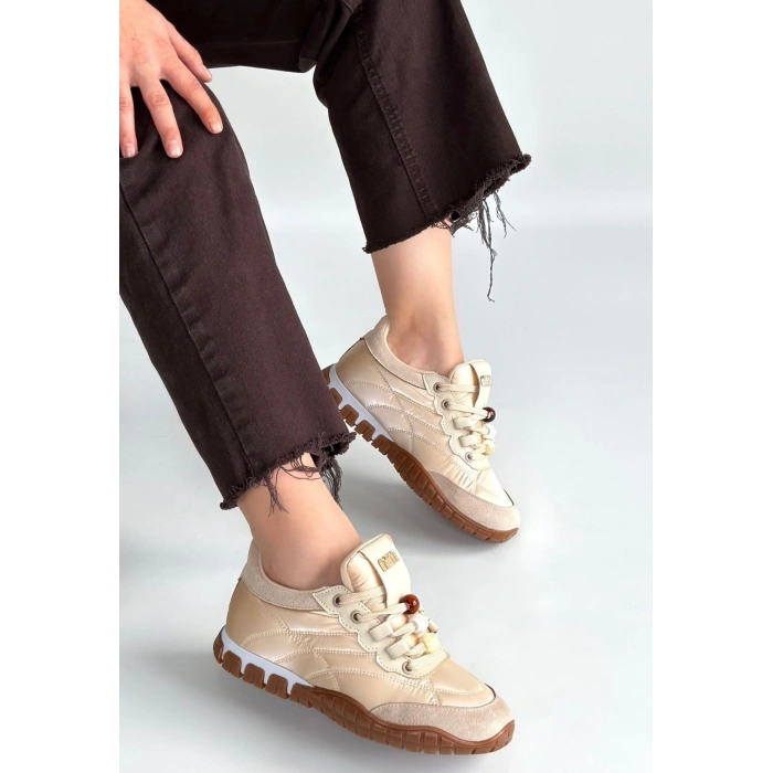 Tues Bej Nubuk Bağcıklı Spor Ayakkabı