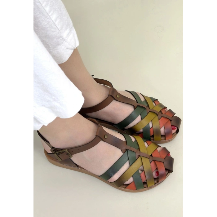 Woji Taba Deri Kemerli Sandalet