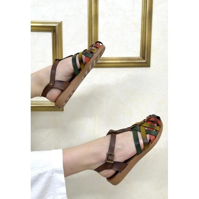 Woji Taba Deri Kemerli Sandalet