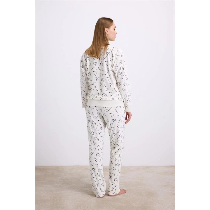 Yıldız Desenli Tencel Pamuklu 2li Pijama Takımı