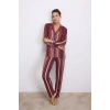 %100 Modal Uzun Kollu Düğmeli Çizgili Pijama Takımı