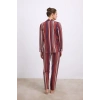 %100 Modal Uzun Kollu Düğmeli Çizgili Pijama Takımı