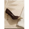 Alis Kahverengi Saten Stiletto Ayakkabı