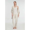 11215 Kadın Sabahlık Atlet Pantolon Takım 3lü Pamuklu Gecelik Set