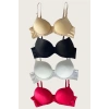 Siyah-Beyaz-Kırmızı-Ten 4lü İçi Boş Micro Balenli Günlük Tek Desteksiz Sütyen