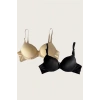 Ten-Siyah 2li Mikro Kumaş İçi Boş Balenli Günlük Desteksiz Sütyen