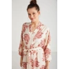 Catherines %100  Viskon Çiçek Desen 2li Sabahlık Gecelik Takımı