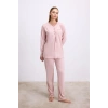Gül Kurusu Modal Pamuklu Uzun Kollu Düğmeli 2li Pijama Takımı