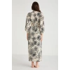 Penye Mood %100  Viskon Çiçek Desen 2li Sabahlık Gecelik Takımı
