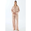 Viscose Çizgili Gömlek Pantolon Pijama Takımı