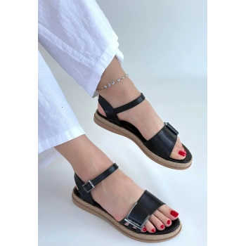 Andana Siyah Cilt Sandalet