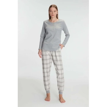 Pamuklu Uzun Kol Pijama Takımı