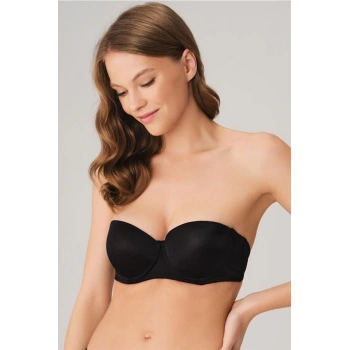 Balenli Destekli Dolgulu Askısız Straplez Günlük Klasik T-Shirt Sütyeni