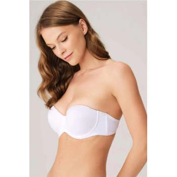 Balenli Destekli Dolgulu Askısız Straplez Günlük Klasik T-Shirt Sütyeni