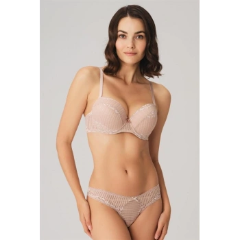 Balenli Destekli Dolgulu Dantelli Sütyen ve String Takım