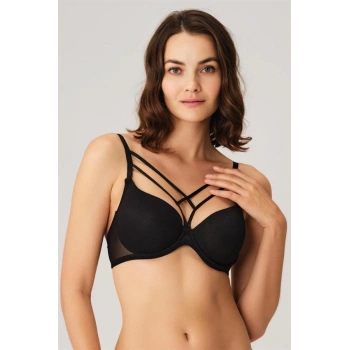 Balenli Desteksiz Dolgusuz Askıları Çıkabilen Yaka Detaylı T-Shirt Sütyeni