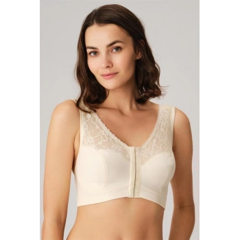 Balensiz Desteksiz Dolgusuz Geniş Askılı Toparlayıcı Önden Açılan Sırt Destekli Küçültücü Sütyen Ten