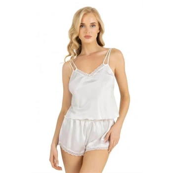 Ekru Saten Şort Takımı 9210