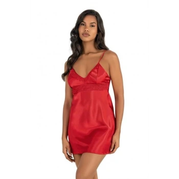 Kırmızı Kısa Saten Gecelik