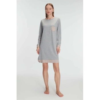 Pamuklu Uzun Kollu Gecelik