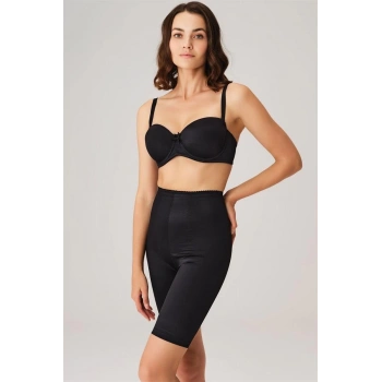 Toparlayıcı Bel ve Bacak İnceltici Dikişli Uzun Paçalı Orta Bel Sıkı Şort Korse