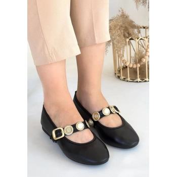 Atnis Siyah Cilt Babet Ayakkabı