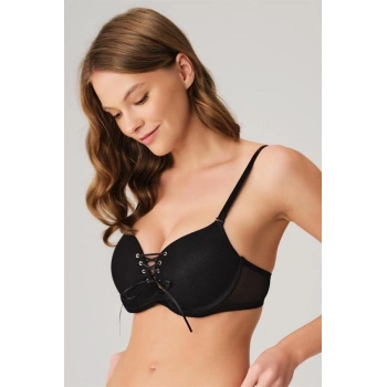 Balenli Destekli Dolgulu Askıları Çıkabilen Yaka Detaylı T-Shirt Sütyeni