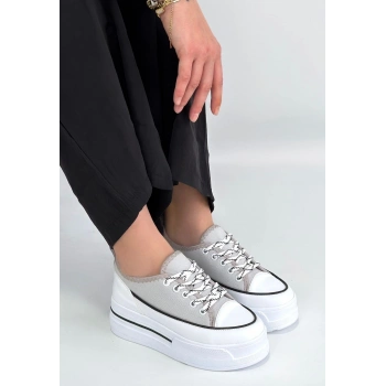 Dalen Gri Keten Bağcıklı Spor Ayakkabı