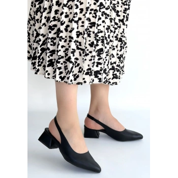 Evia Siyah Cilt Topuklu Ayakkabı