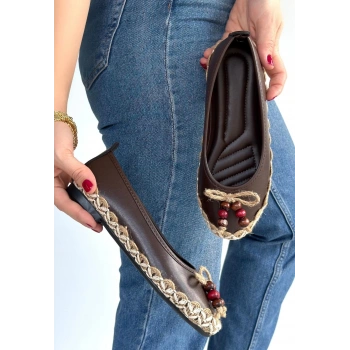 Ilwe Kahverengi Cilt Babet Ayakkabı