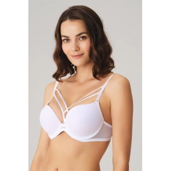 Kadın Balenli Destekli Dolgulu Askıları Çıkabilen Yaka Detaylı T-Shirt Sütyeni (3749)