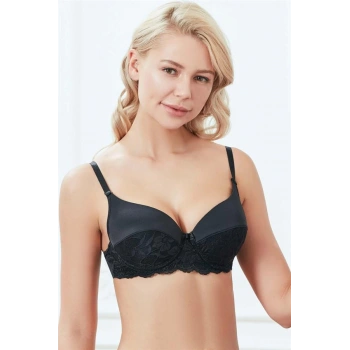 Kadın Balenli Destekli Dolgulu Günlük Klasik Dantelli T-Shirt Sütyeni (3233)