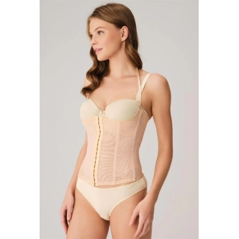 Kadın Toparlayıcı Bel İnceltici Dikişli Büyük Beden Kancalı Çıkabilen Askılı Sıkı Bel Korse (2507)