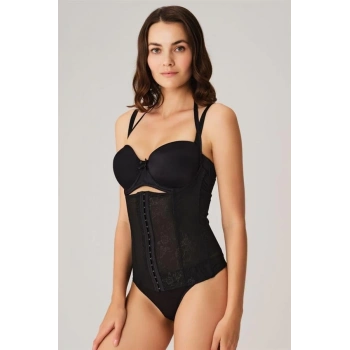 Kadın Toparlayıcı Bel İnceltici Dikişli Büyük Beden Kancalı Çıkabilen Askılı Sıkı Bel Korse (2507)