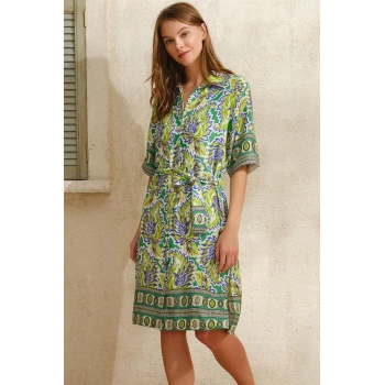 Kısa Yarım Kol V Yaka Kadın Viskon Çiçek Desenli Yazlık Uzun Elbise  5758
