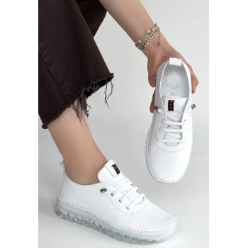 Kitta Beyaz Deri Bağcıklı Spor Ayakkabı