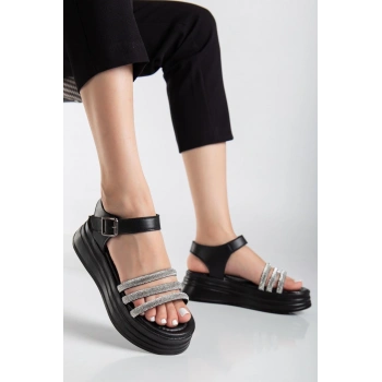 Lalen Siyah Kemerli Sandalet
