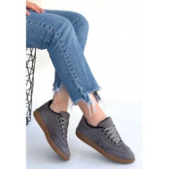 Lendo Gri Süet Bağcıklı Spor Ayakkabı