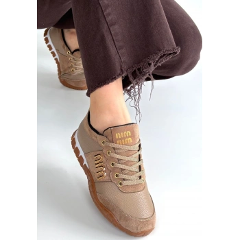 Marje Vizon Cilt Bağcıklı Spor Ayakkabı