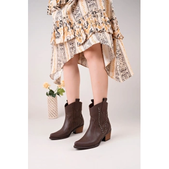 Matin Acı Kahve Cilt Topuklu Bot