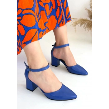 Mulen Mavi Cilt Topuklu Ayakkabı